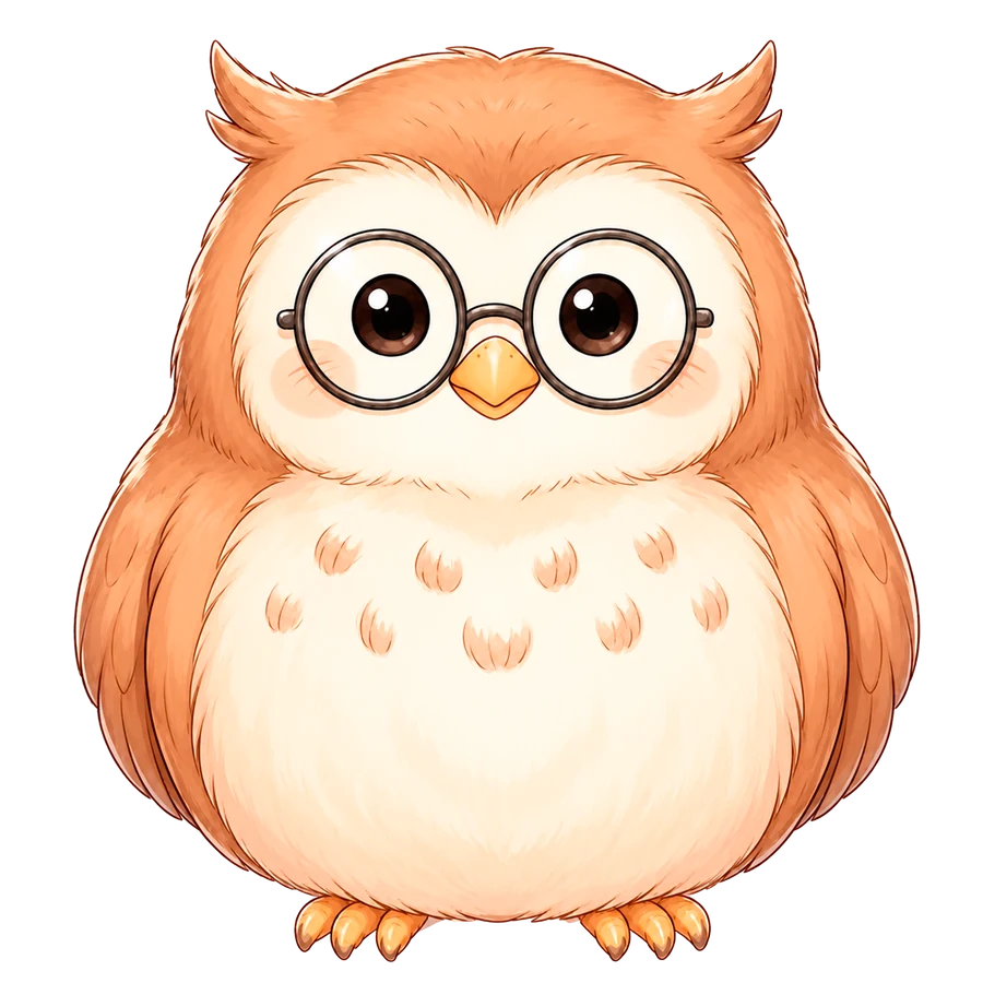 眼鏡をかけたフクロウのポポ